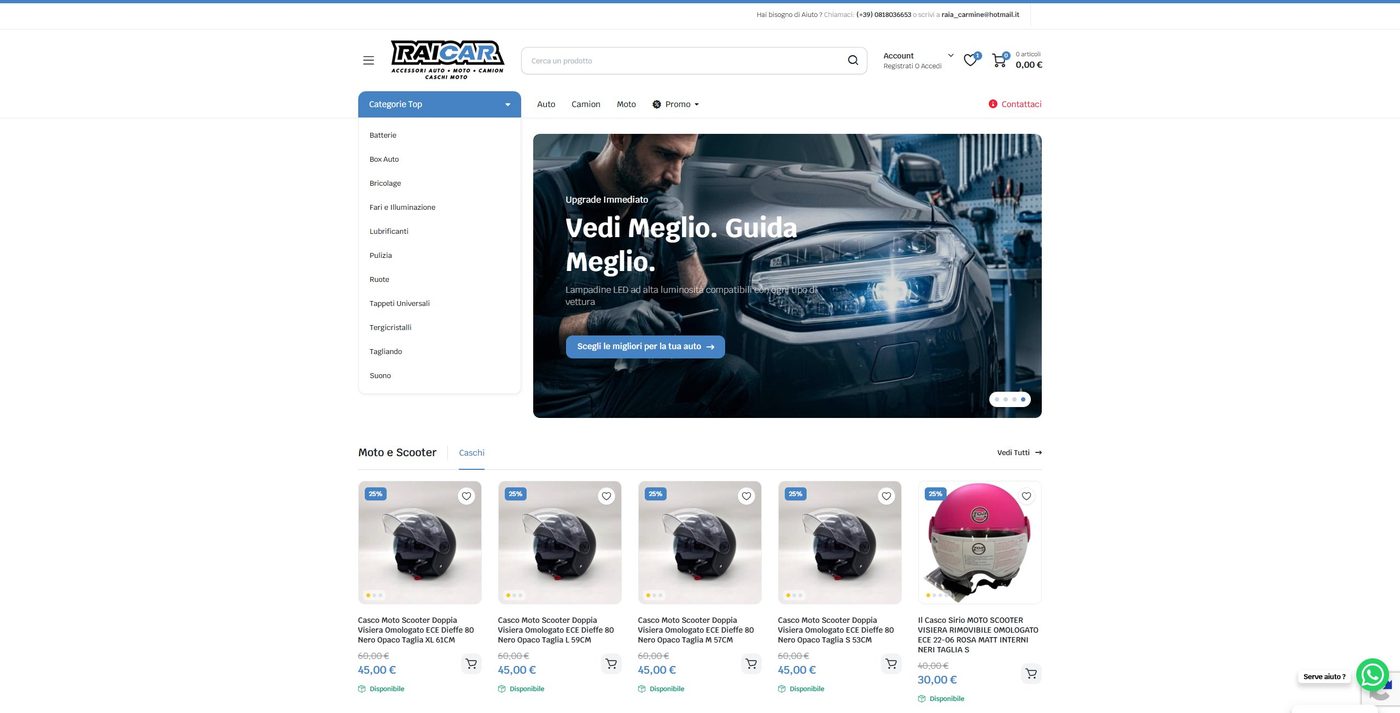 E-commerce raicar.it ricambi auto, moto e camion realizzato e recuperato da Nexta Studio dopo attacco hacker