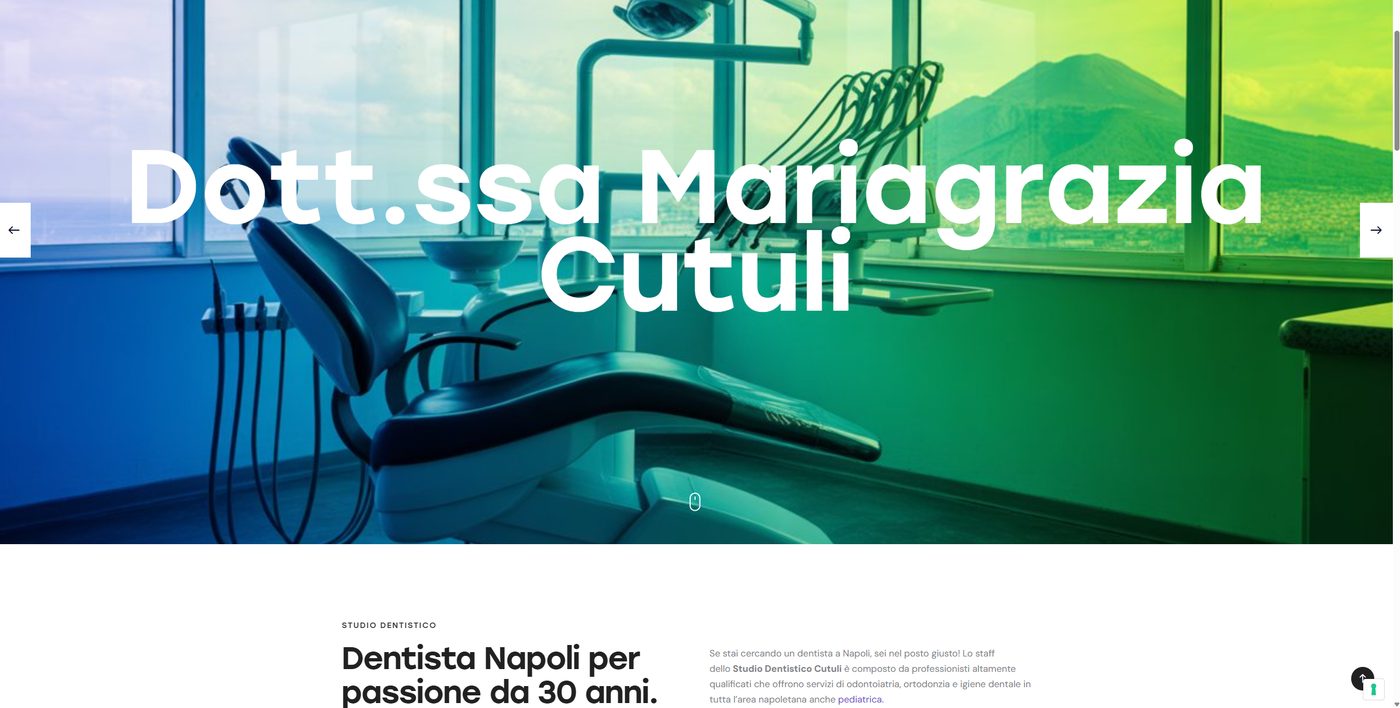 Homepage del sito studiodentisticocutuli.it realizzato da Nexta Studio per lo Studio Dentistico Cutuli a Napoli
