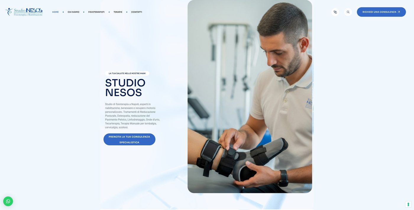 Homepage sito web studionesos.it, studio di fisioterapia a Napoli, realizzato da Nexta Studio con strategia SEO